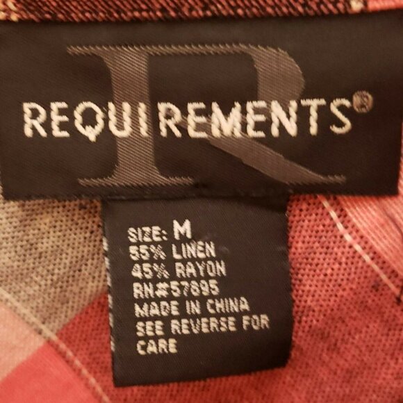 Requirements Linen Blend Plaid Tunic Top Medium - Picture 4 of 5